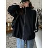 Womens Loose Fit Lightweight UV Protection Jacket Baseball Style Long Sleeve Casual Outerwear With Drawstring Waist