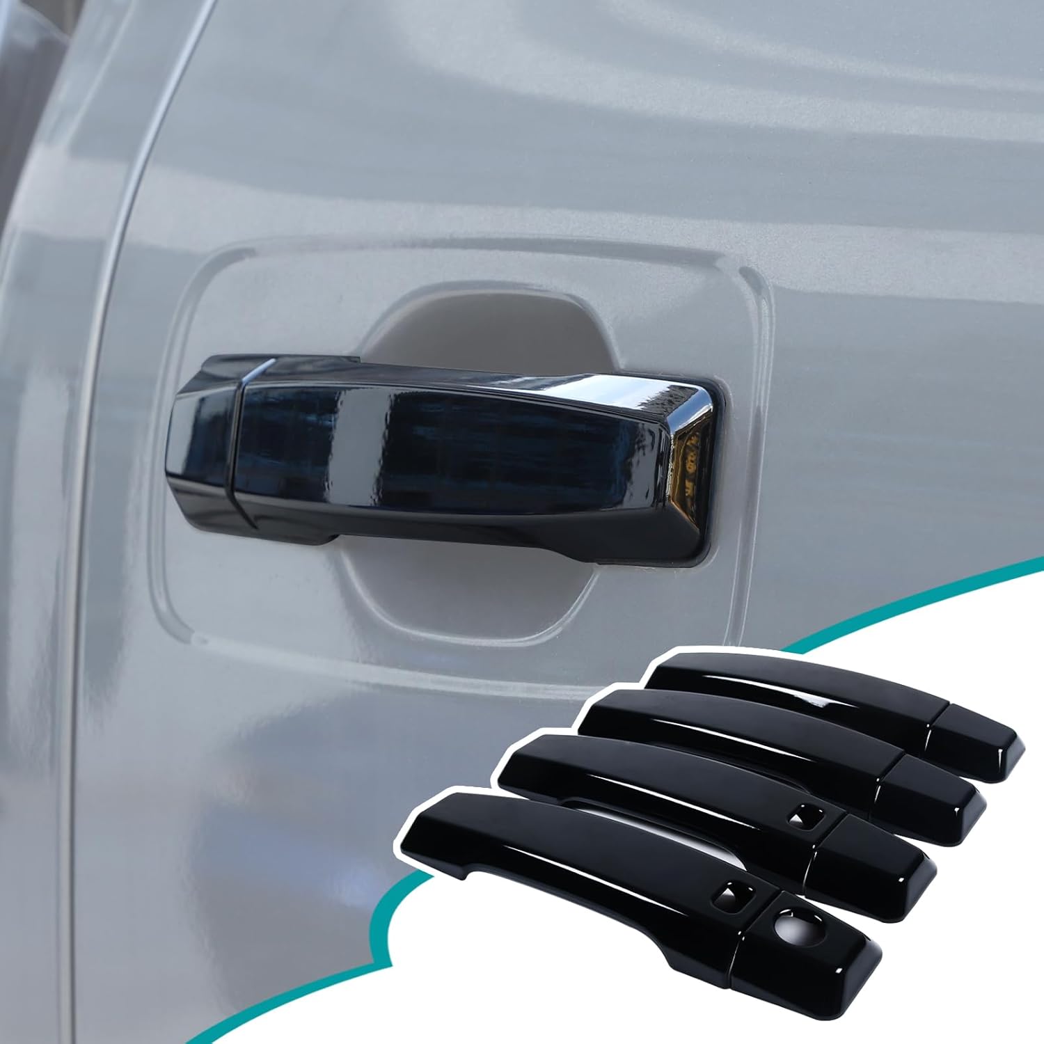 ABS Exterior Door Handle Protector Trim Frame Cover Compatible with Nissan Titan 2016-2023,Door Handle Cover,Car Door Handle Cover Frame Trim (Carbon Piano Black