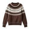 Women's Color Block Loose Fit Neck Pullover Sweater