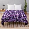 Mushroom Flannel Throw Blanket King Queen Size Brown Mushroom Pattern for Bed Sofa Couch Decor Smooth Lightweight Super Soft