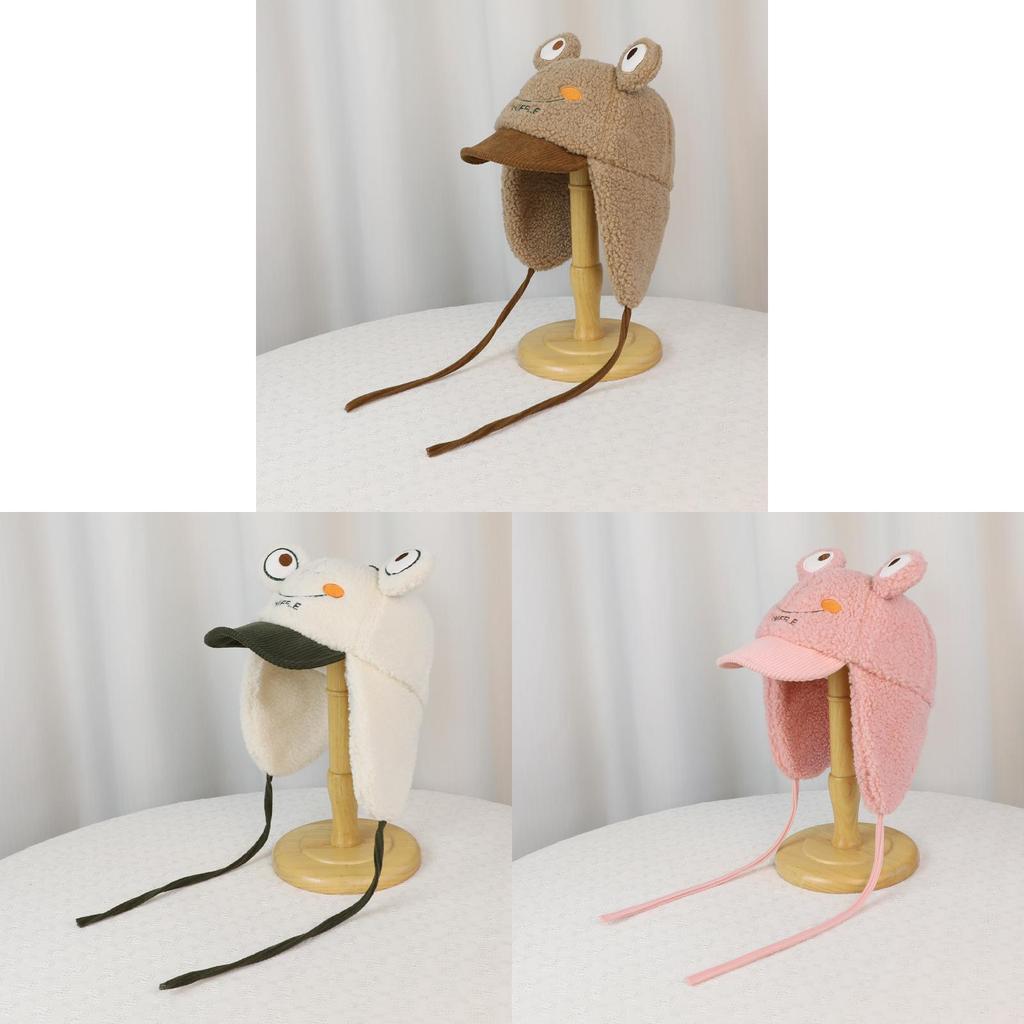Adorable Frog Kids Hat With Short Brim And Wool Material For Fall And Winter
