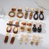 Versatile High-end Geometric Handmade Retro Faux Wood Stud Earrings for Women