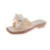 Bow Slippers Women's Summer Wear New Fashion Home Flat Bottom Non-slip Fairy Wind One-word Sandals Soft Bottom