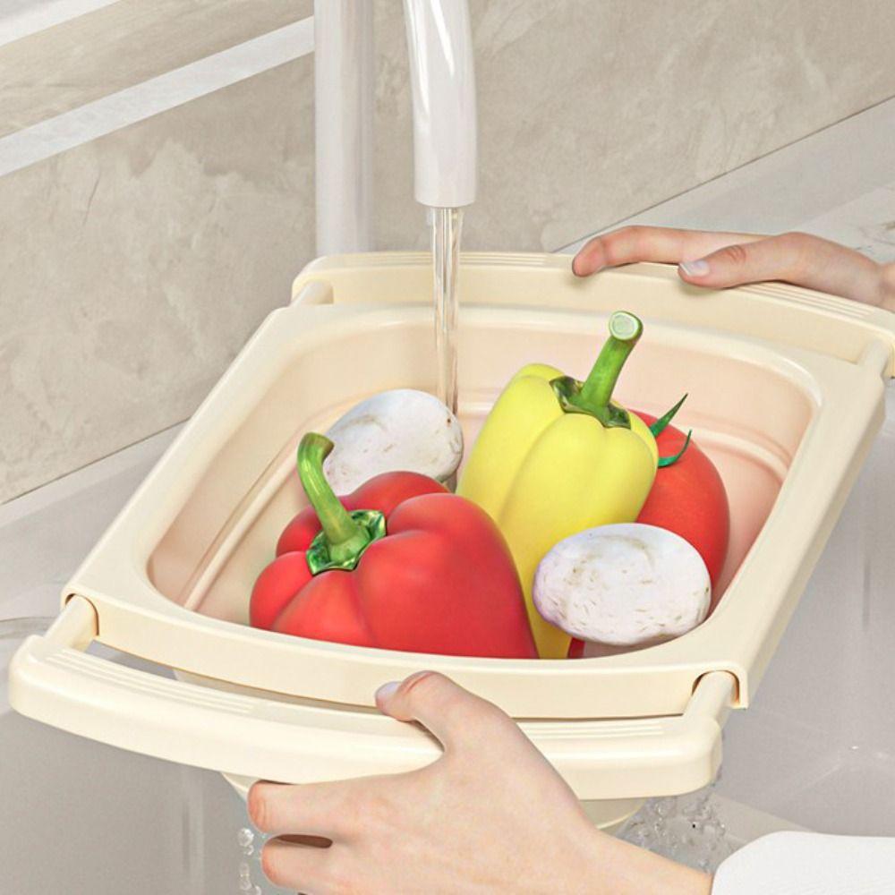 Foldable Bottom Fruit Vegetable Washing Basket Large Capacity Collapsible Colander  Countertop