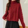 Womens Oversized Turtleneck Knit Sweater With Cable Loose Fit Fall Winter Casual Pullover