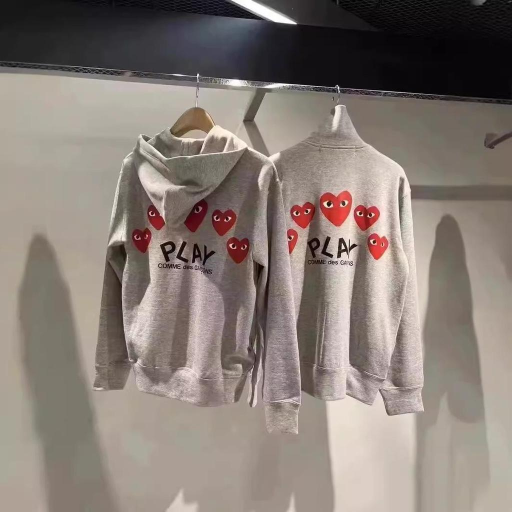 Chuan Jiu 2024 A/W Heart Hoodie: Unisex Stand Collar Zipper Pullover with Drawstring Hood