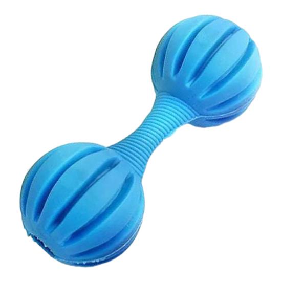 Dumbbell Dog Chew Toy with Bell Bite Resistant Boredom Stress Relief TPR Dumbbell Shape Puppies Toy Pet Teething Cleaning Interactive Toy