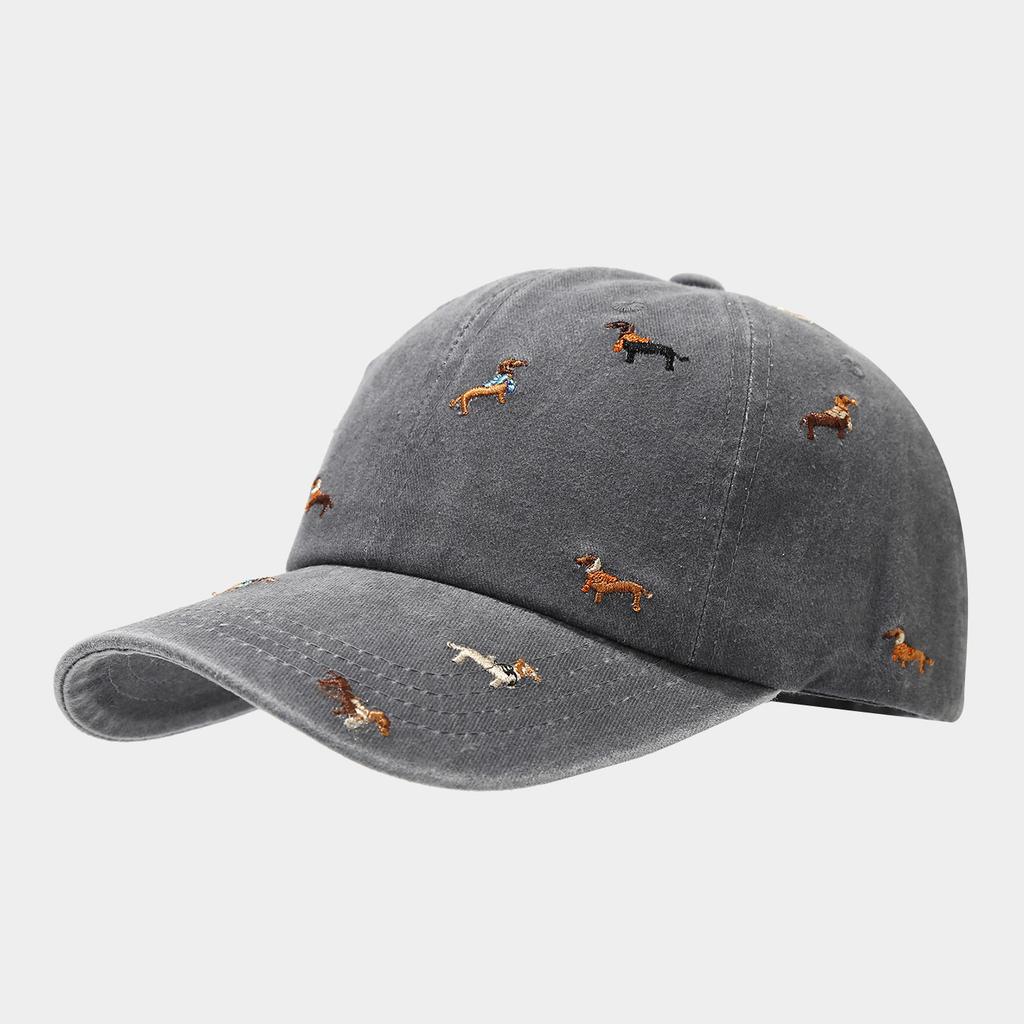 Berretto da Baseball Unisex con Ampio Visiera Morbido per Esterno Ricamato Decorato Cappellino a Becco d'Anatra con Cane Piccolo Retrò Street Cappellino a Becco d'Anatra