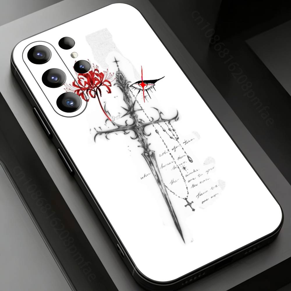 Gothic Cross Phone Case for Samsung Galaxy S24,25,26,23 22,21,S20 Plus Ultra FE Soft Fundas Cases