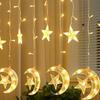 1PC 3.5M120LED Star Moon LED Light String,powered by 3AA Batteries(excl),suitable for Bedroom and Ramadan Decoration