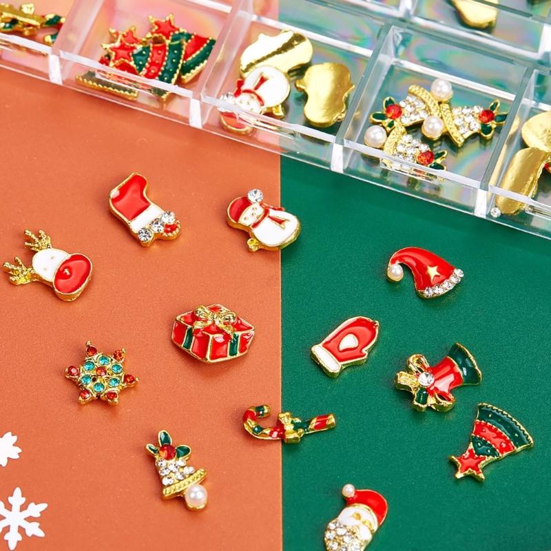 Christmas Nail Charms Lovely Snowman Nails Art Charms Nail Supplies Santa Claus Nails Art Decorations for Women Girls