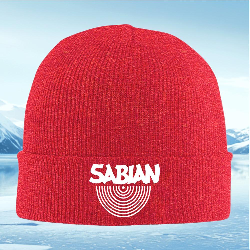 White SABIAN logo circular design Men Women Unisex Knitted Hat Beanie Pullover Cap Winter Thermal Warm Christmas Outdoor Cycling