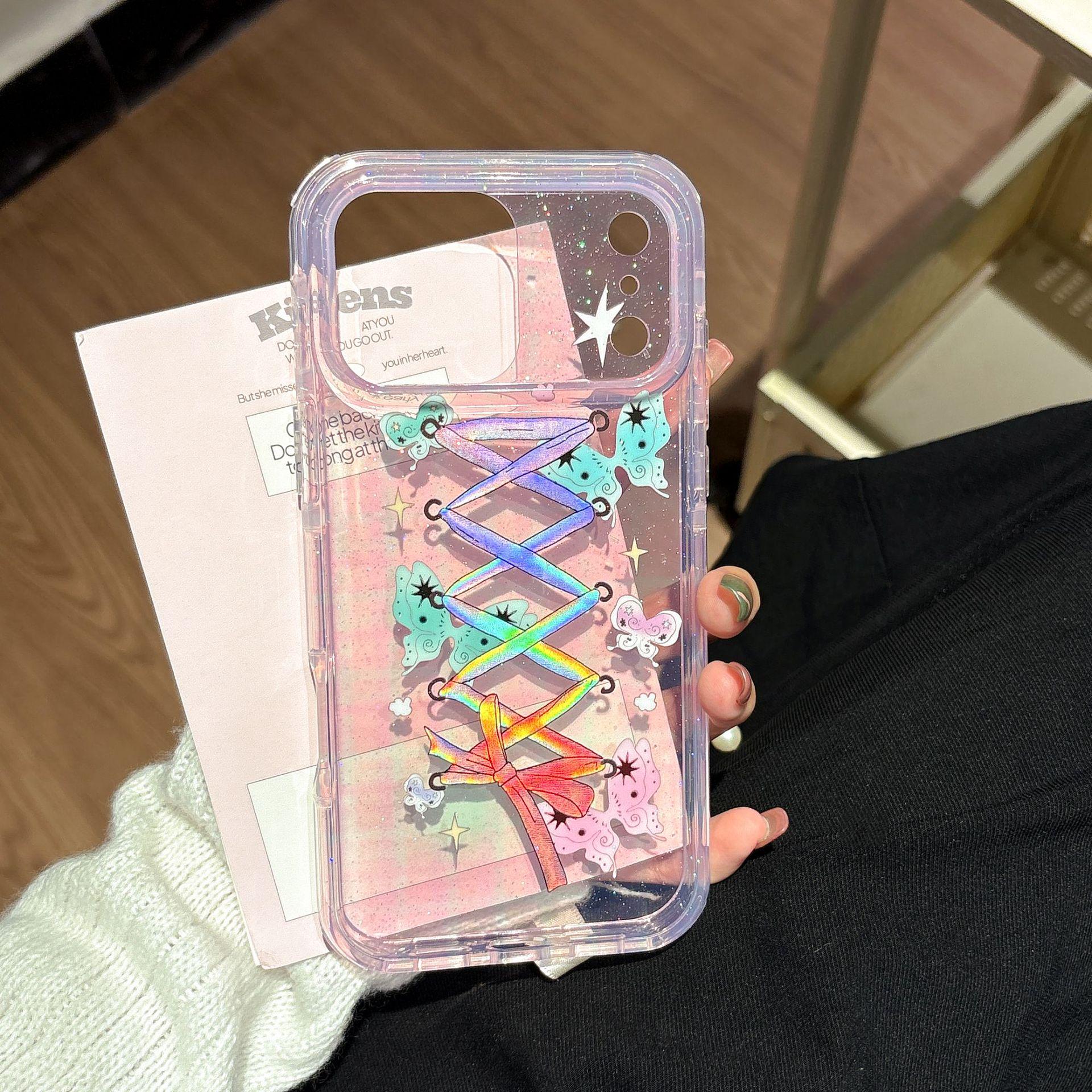 

Colorful Butterfly Glitter Phone Case for iPhone 14/15/16 Pro Max, Transparent and Protective 17 Pro Max