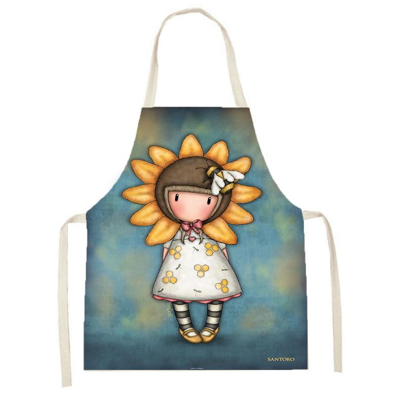 Vaření Pečicí olej a skvrny Kuchyňská zástěra Kreslená Roztomilá dívčí zástěra Zástěra na večeři Dámská zástěra na čištění lněných látek
