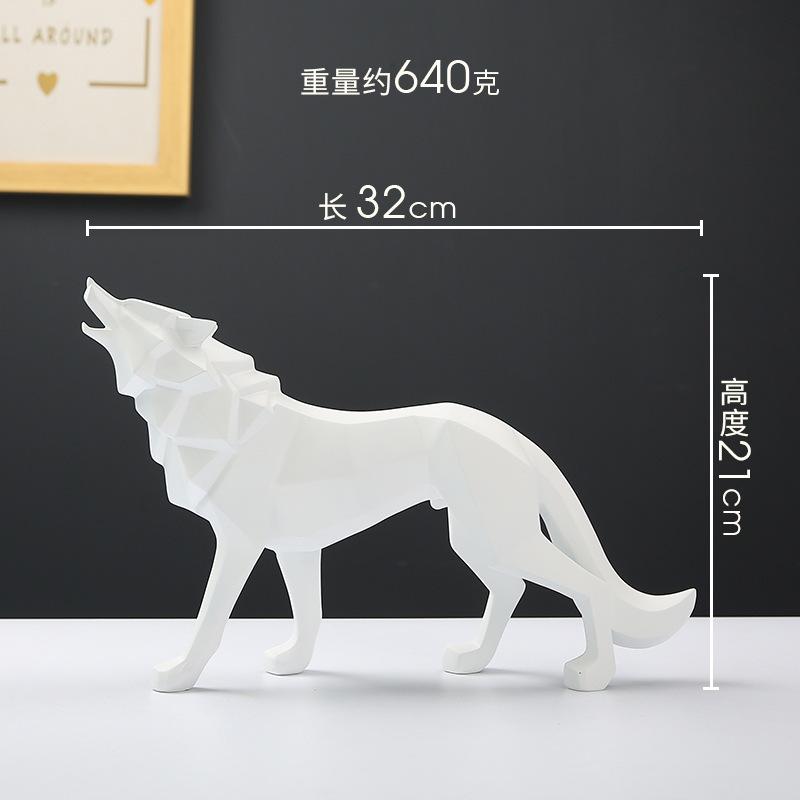 Geometric Art Growl Wolf Statue Resin Animal Figurine Crafts Home Living Room Desktop Office Bookshelf Decor Sculpture Ornaments