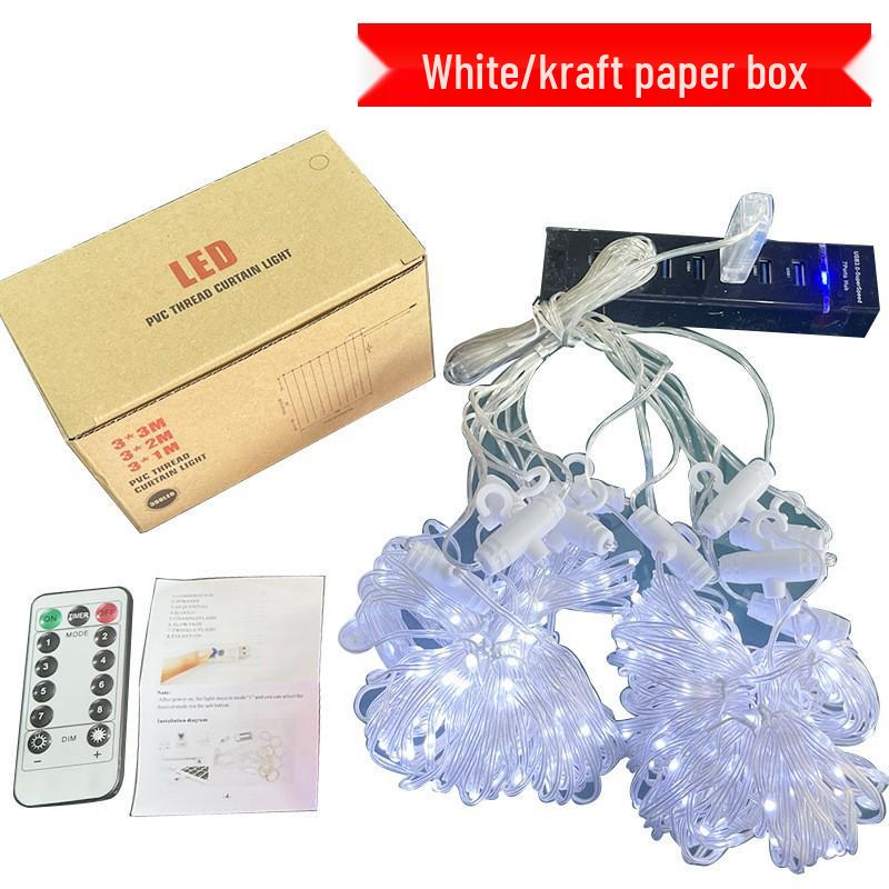 LED Copper Wire Curtain String Lights with USB & Remote, 3x3m, for Christmas, Wedding, Bedroom Decor