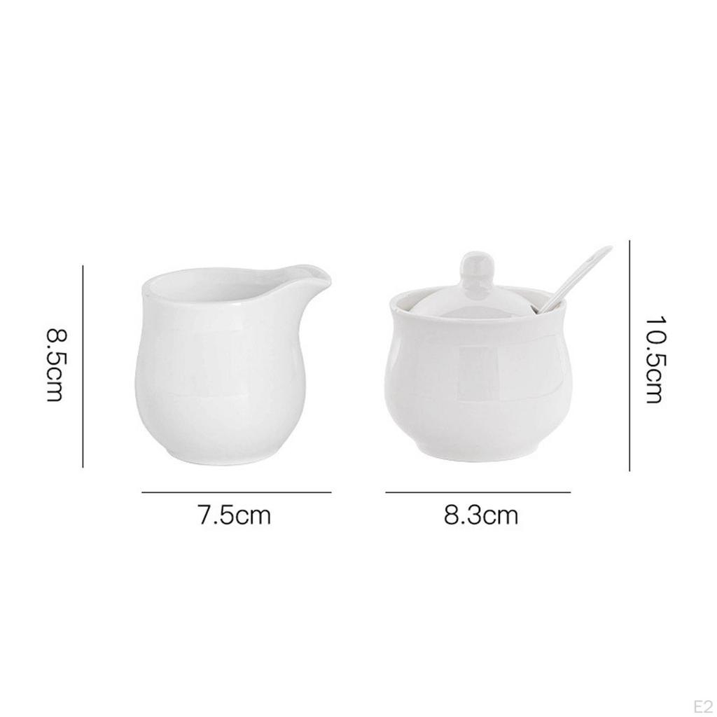 Set in Ceramica per Zucchero e Panna, con Coperchio e Cucchiaino, Premium, Elegante Pratico Caffè