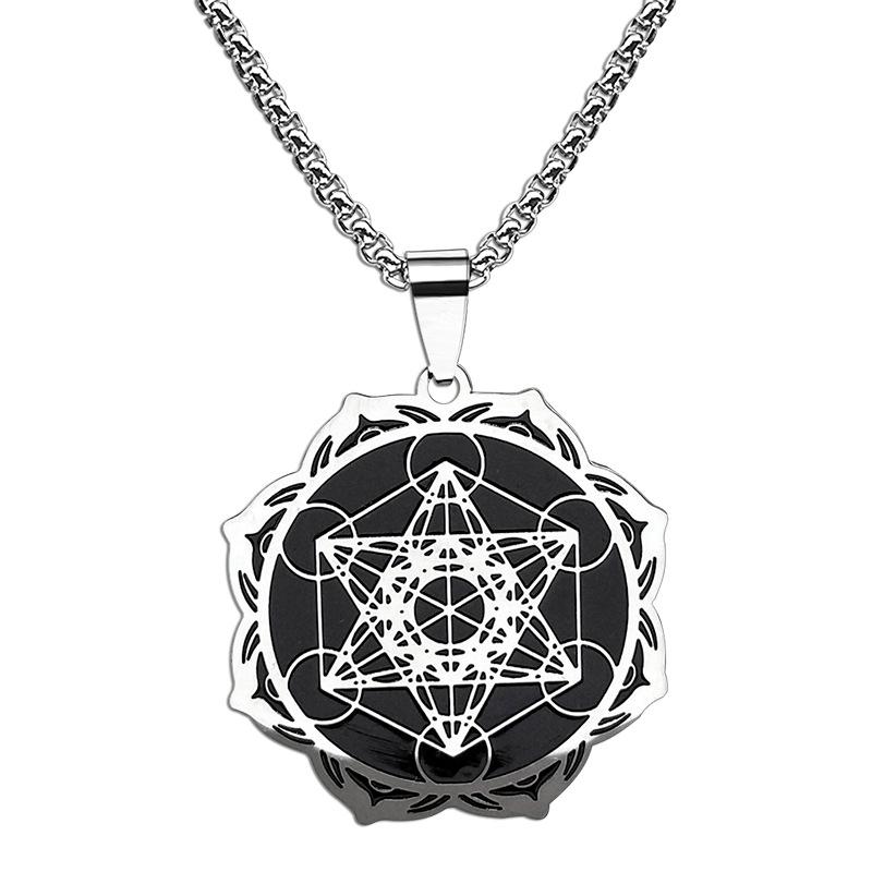 Vintage Hexagram Pendant Stainless Steel Mens Long Necklace Hip Hop Cool Accessory