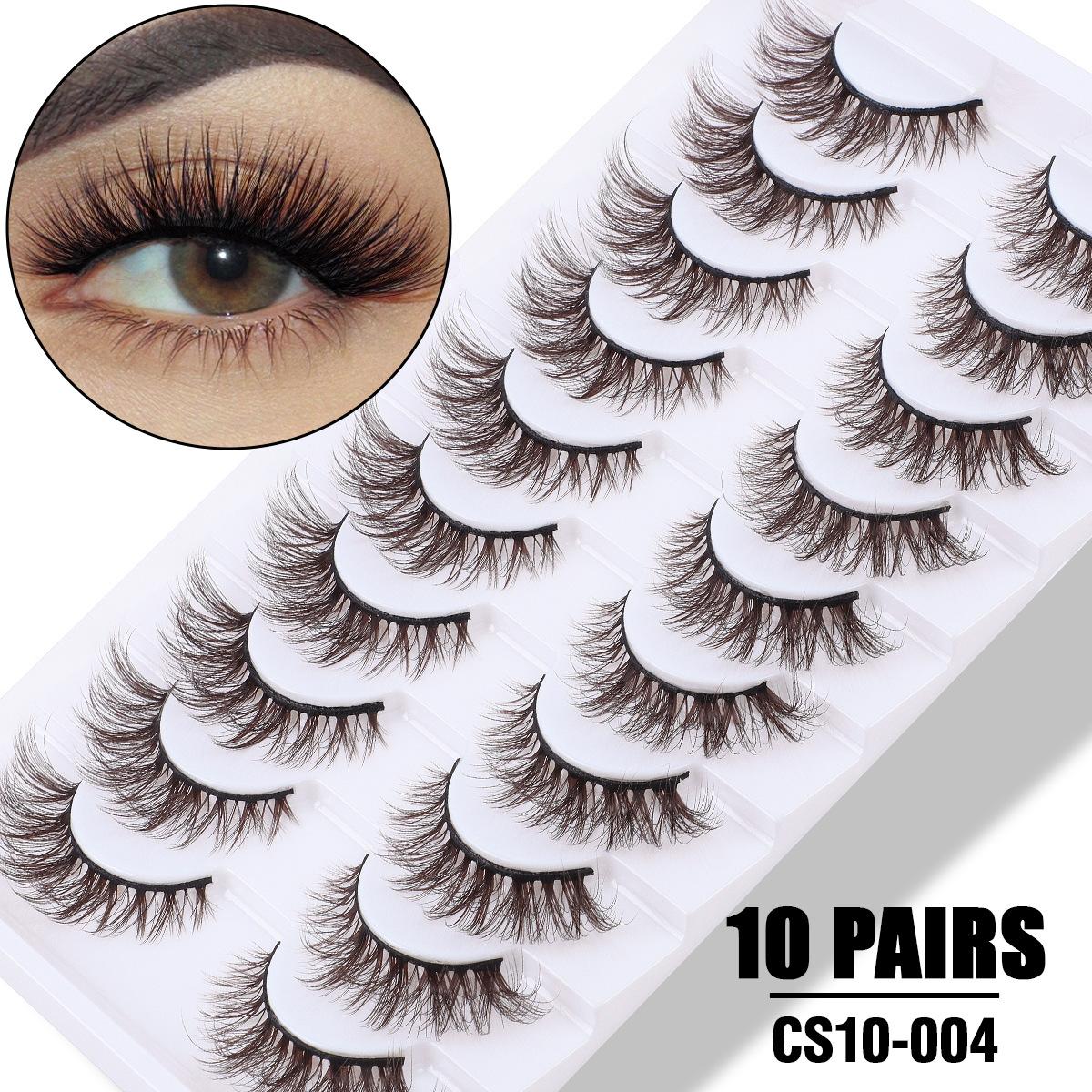 

10 упаковок коричневых имитирующих натуральные накладных ресниц для повседневной носки, густые завитые ресницы