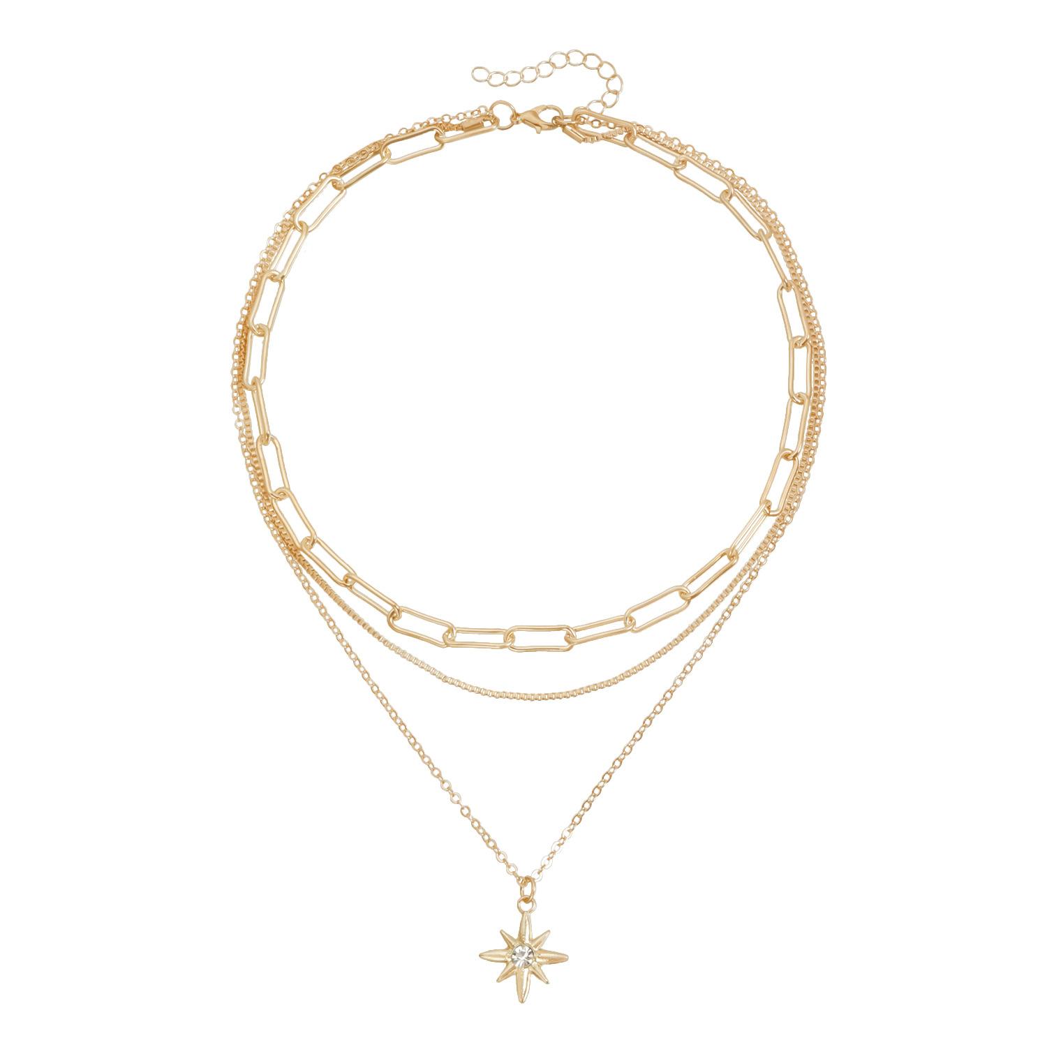 

Simple wind with diamonds, mango star necklace, versatile retro multi-layer trend necklace золотой