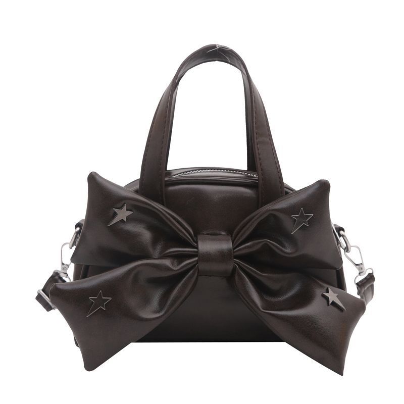 Metallic Stars Cute Bow PU Leather Large Capacity Handbag Shoulder Bag Crossbody Bags Phe Wallet Storage Bag Woman Bag Purse