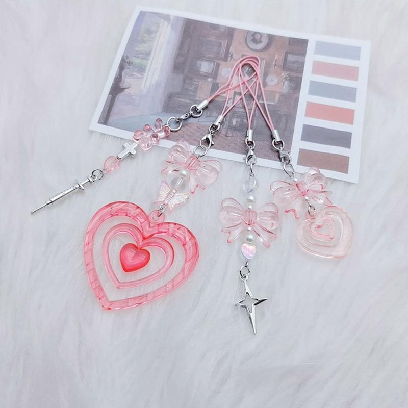 Lovely Bowknot Heart Cross Star Phone Charm Straps Car Keys Hanging Pendants Bag Decoration Lanyard Purse Accessories