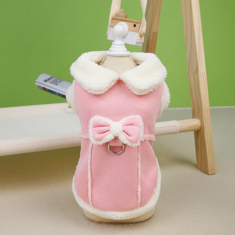 Autumn/Winter Fleece Vest for Small Dogs - Teddy & Deer Design with Traction Loop