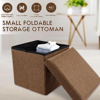 1/2PCS Square Storage Stool Cotton Linen Storage Stool Breathable and Moisture Resistant Foldable Storage Stool for Living Room