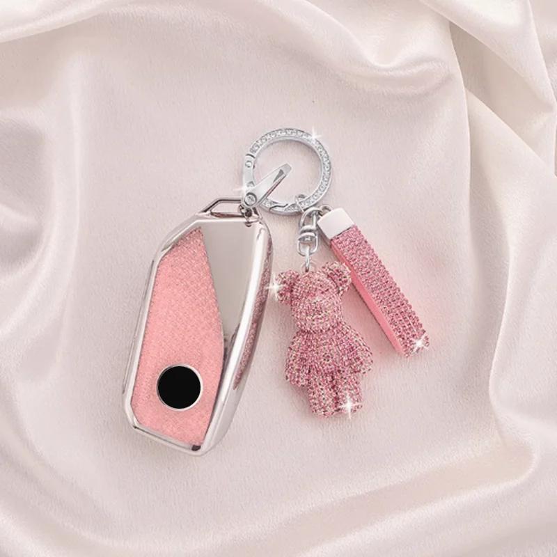 BBKC8 Luxury Diamond Pattern TPU for BMW X1 U11 X7 G07 XM G09 I7 7 Series G70 LCI IX I20 U06 G81 M3 2023  Remote Car Key Case Cover