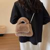 Plush Bag Women'S Pearl Chain Bag Crossbody Bag Fashion Texture Portable Fur Bag