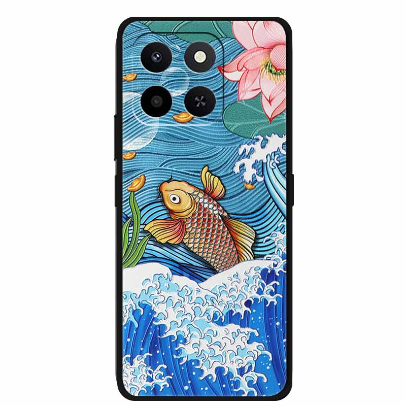 3D Case For Honor X7d 5G Case X 7 d Coque 6.77" Emboss Flowers Black Silicone Soft Back Cover For Honor X7d 4G Cases Shell Funda