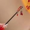 5PCS Chinese Hair Stick with Tassel: Wood New Year Hairpin - Traditional Hanfu Hair Accessories for Women - Dangle Tassel Pins for Bun Updo Hairstyles