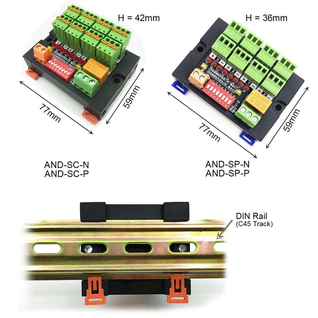 AND Gate Logic Processing Module Terminal Block With 8 Input Channel Sensor NPN/PNP Relay Output For Multiple Conditions Control