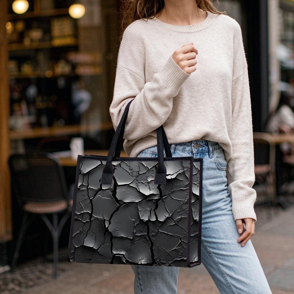 Cracked Pattern Large Tote Bag for Daily Commute Shopping