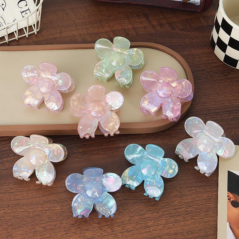 French Atmosphere~ Fairy Transparent Flower Hairpin Grab Clip Female Advanced Sense Back Head Shark Clip