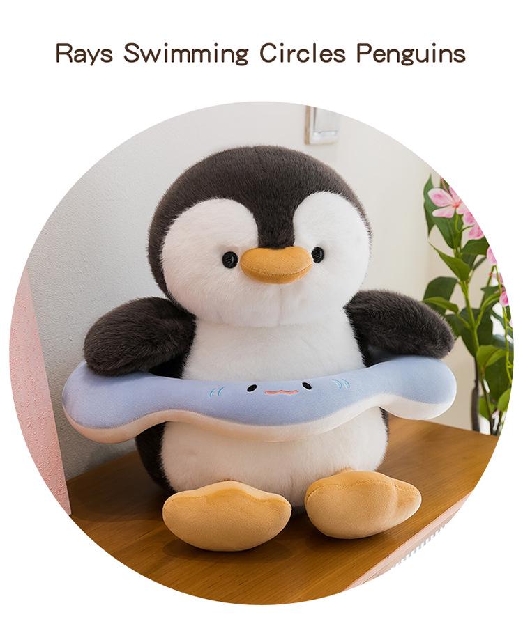 Penguin Plush Toy Cartoon Swim Ring Pillow for Children