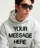 NIKE Your Message Here Fleece Pullover Hoodie M - Birch Heather:Black:Safety Orange / Io1649-051