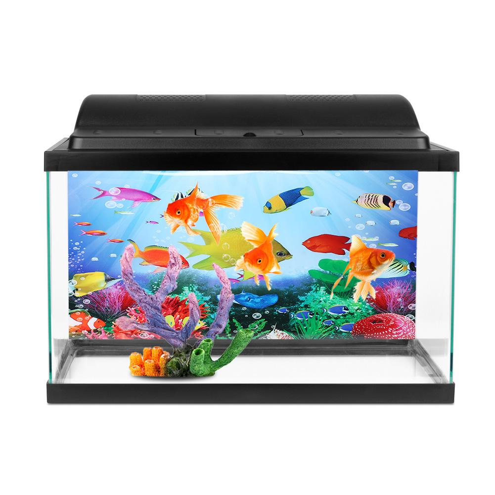 Bakgrundsposter Dekorativ Målning PVC-Klistermärke Landskapsbild för Akvarium Fiskbehållare 61x30cm