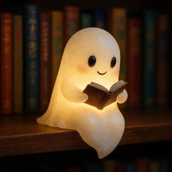 Ghost Night Light Desk Ghost Reading Book Lamp Cartoon Ghost