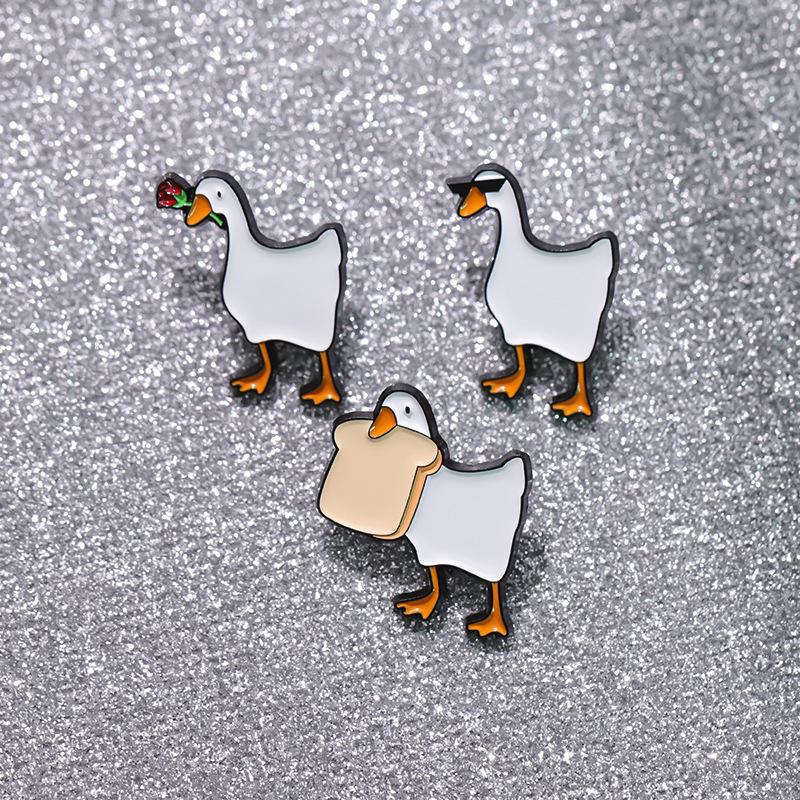 Animal Eyecatching Cartoon Duck Goose Brooch Collection In Alloy For Fun Accessories