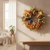 Wreath with Mixed Foliage Layered Silk Flower Autumn for Door, Entryway, Thanksgiving