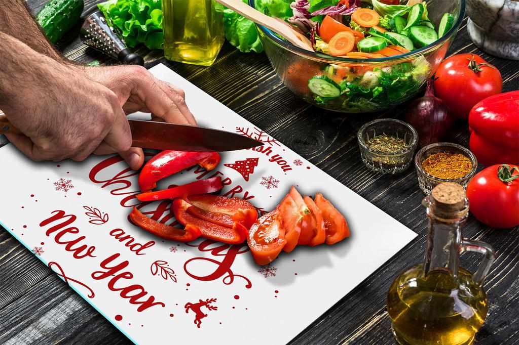 GLASS CUTTING BOARD 52x40 CHRISTMAS