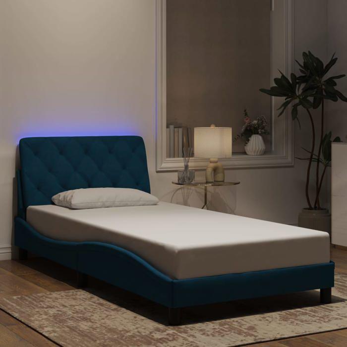 VidaXL Cadre de Lit avec Lumières LED, Lit Rembourré, Sommier à Lattes, Lit Simple, Lit Adulte de Chambre à Coucher 3213841