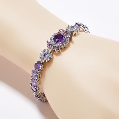 New Flower Purple Luxury Jewelry Girlfriends Gift Natural Amethyst Zircon Ladies Bracelet