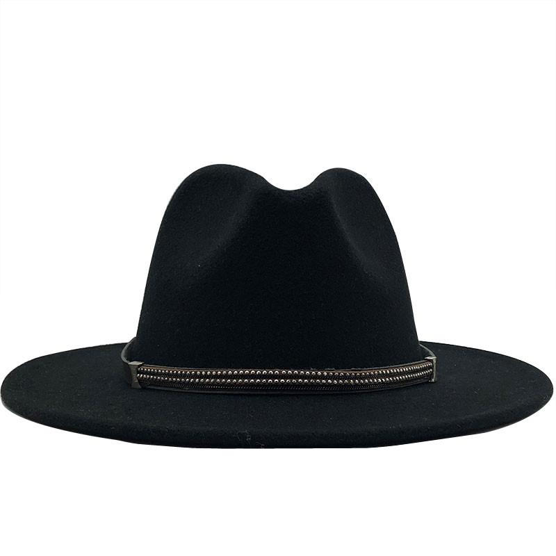 17 Colors Wool Felt Jazz Fedora Hats Belt Buckle Decor Women Unisex Wide Brim Panama Trilby Cowboy Cap Sun Hat