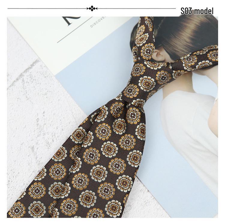 Maillard Style 8CM Retro Beige Coffee Champagne Tie - Korean Casual and Formal Fashion for Men