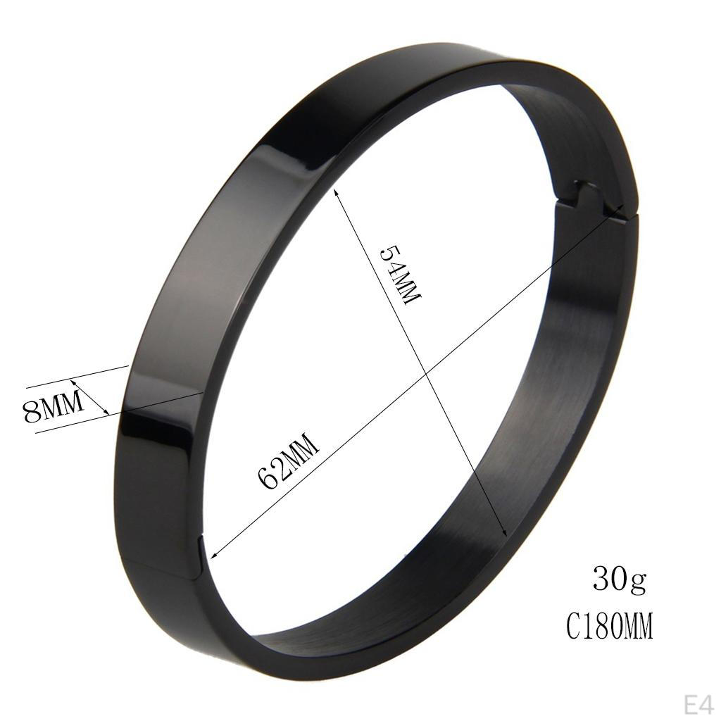 Cuff Bangle High Polished Bracelet Smooth Surface (Black, Silver, Gold, Rose Gold)