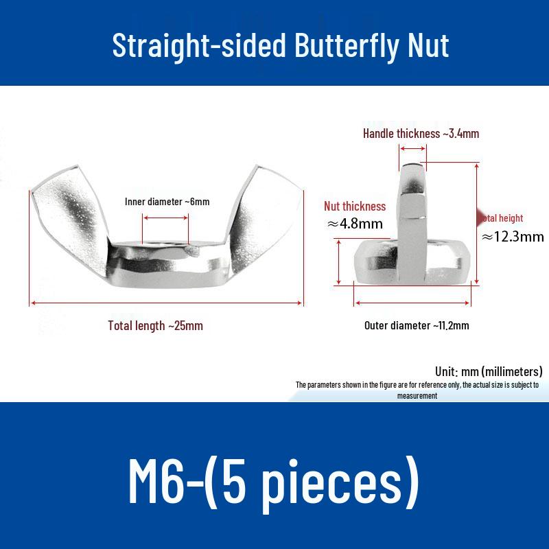 M4-M24 304 Stainless Steel Large Ear Ram's Horn Disc Butterfly Nut
