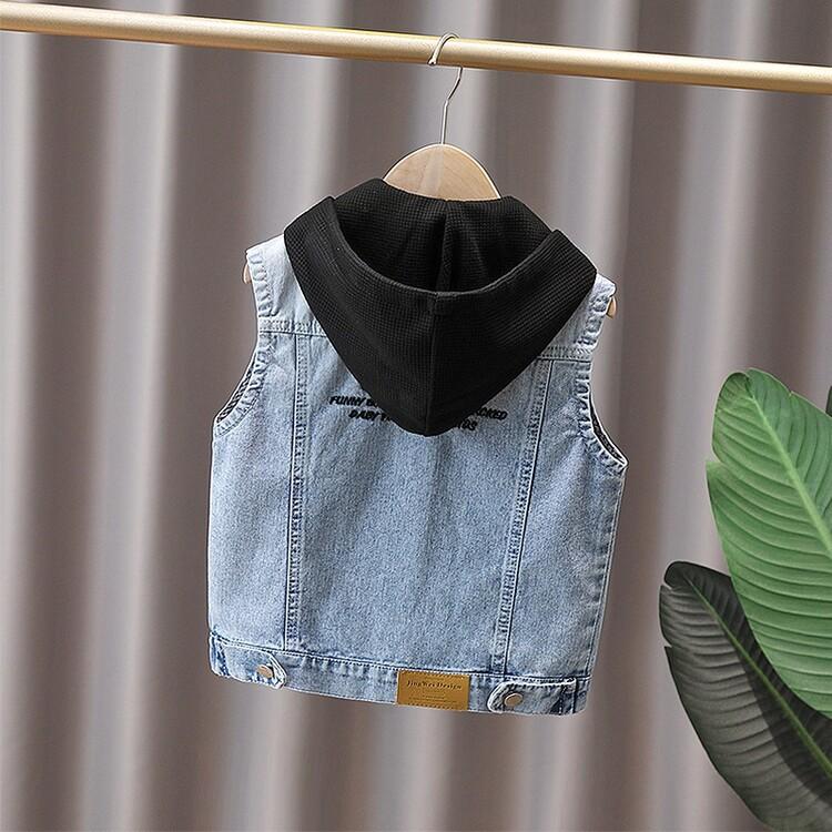 Boys' Spring/Fall Denim Vest Medium-Large Child Size Button-Front Outerwear Stylish Vest