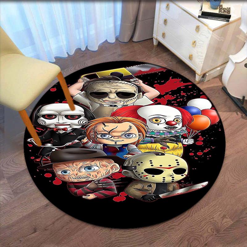 Halloween horror Printed Round Rug Carpet Chair Rug Area Rug Entryway Doormats,for Office Chair Living Room Bedroom Kitchen Room.